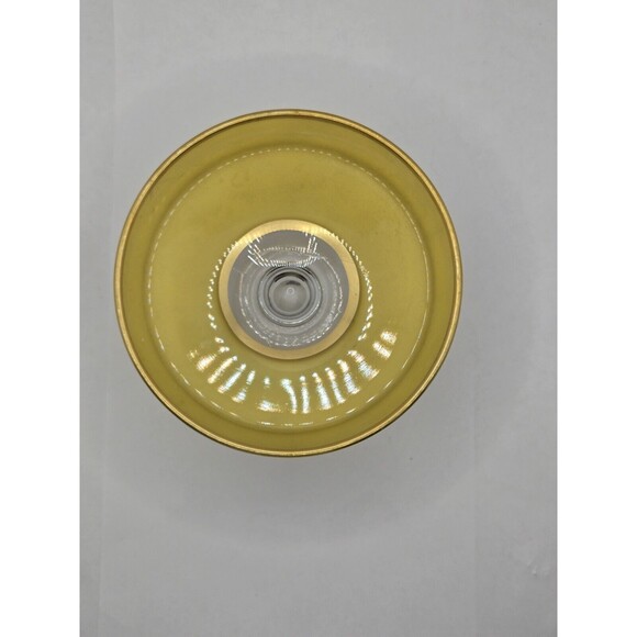 Yellow Depression Glass Pedestal Cheese Compote 4.75" Gold Edging Candy/Nut Dish - Picture 14 of 16